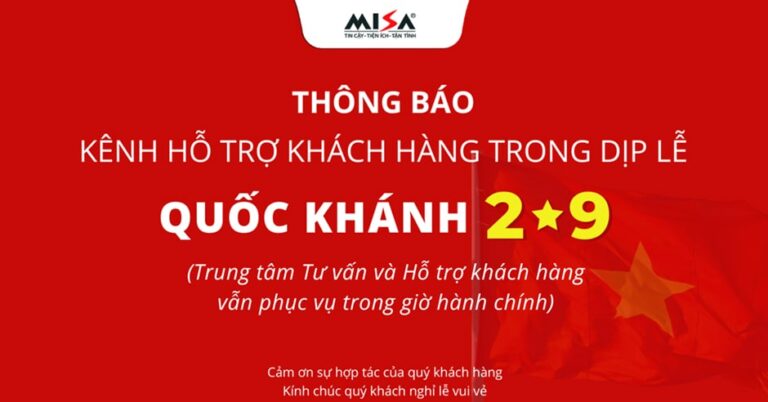 MISA thông báo lịch nghỉ lễ Quốc khánh 2/9 và thông tin liên hệ khi cần hỗ trợ